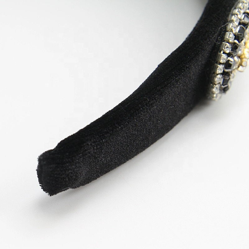Customize Rhinestone Wholesale black velvet PADDED CANDY JEWELED Headband Hairbands hair band headband