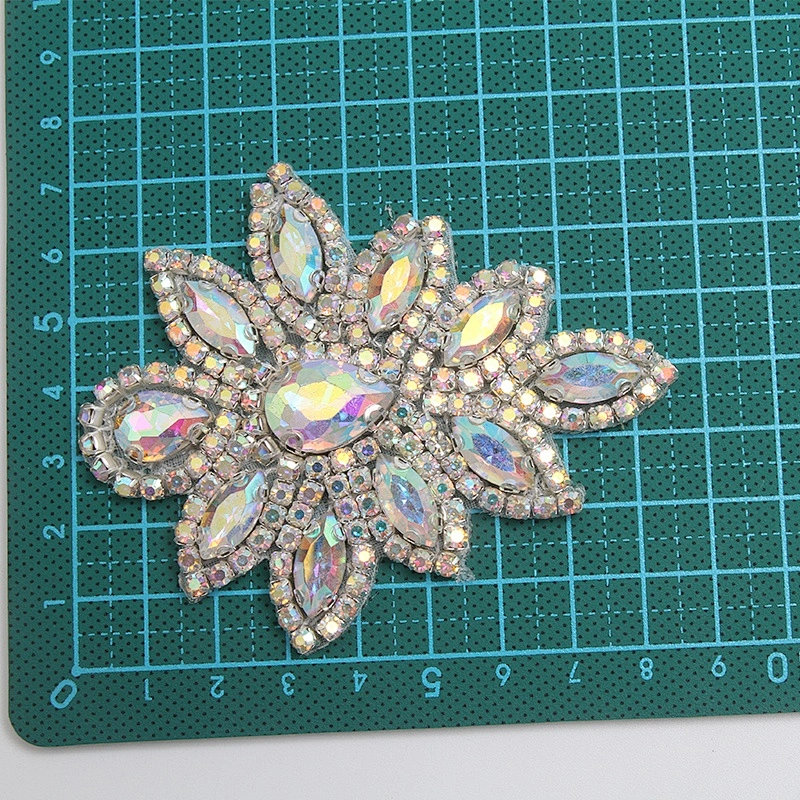 Christmas Cherry Flower Decorative Sew on Rhinestone Beaded Patches Wholesale patches for clothing