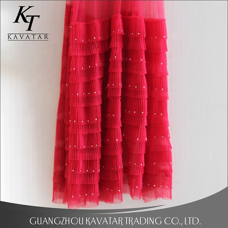 Wholesale Luxury Ruffles Layered Mesh Sequin Pink Lace fabrics For Bridal Dress african lace fabric