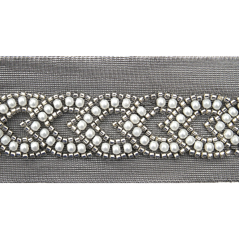 Wholesale Embroidery beaded lace trim 5.2 cm Mesh fabric lace trims beautiful Accessories for dress 3D wedding Designer