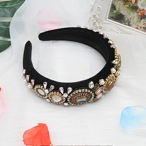 wholesale Hair Decoration Velour Crystal And Rhinestone Cup chain Decorated hair accessories Hairbands WOMEN HEADBAND