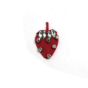 Christmas Cherry Flower Decorative Sew on Rhinestone Beaded Patches Wholesale patches for clothing