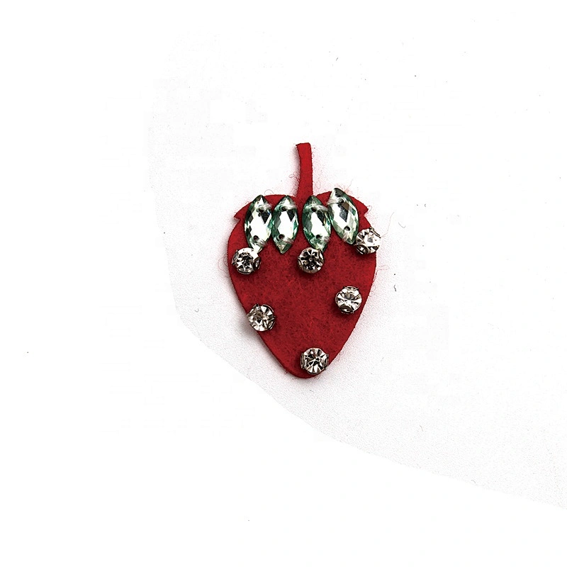 Christmas Cherry Flower Decorative Sew on Rhinestone Beaded Patches Wholesale patches for clothing
