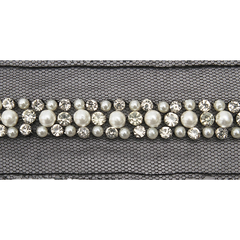 kavatar  wholesale new Handmade Bead lace Embroidered Tulle Trim wedding with Accessories Beads Crystals & Rhinestones