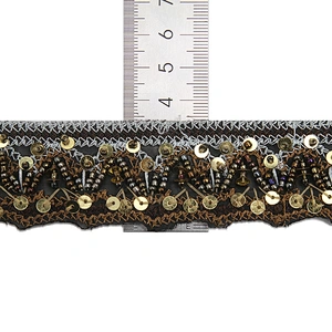 kavatar  wholesale new Handmade Bead lace Embroidered Tulle Trim wedding with Accessories Beads Rhinestones
