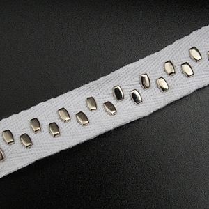 wholesale custom Studs beaded ribbon trim ribbon handmade Copper beads sew on Clothes Design Rivets Trims