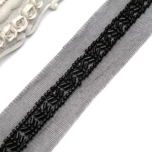 Wholesale Embroidery beaded lace trim 3.8 cm Mesh fabric lace trims beautiful Accessories for dress 3D wedding Designer
