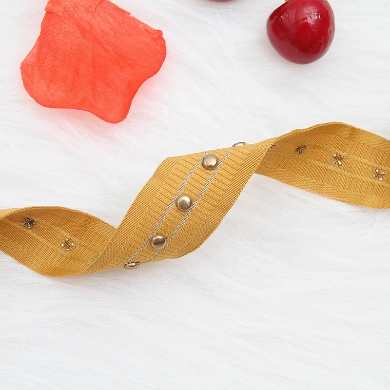 Rivet Mesh Trim Copper Beads Ribbon Tape Fabric Diy Jeans Belt Collar Decoration Shoelace Net Cord Sewing Garment Accessories
