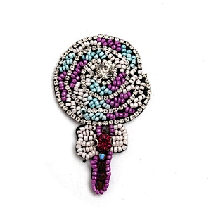 Christmas Cherry Flower Decorative Sew on Rhinestone Beaded Patches Wholesale patches for clothing