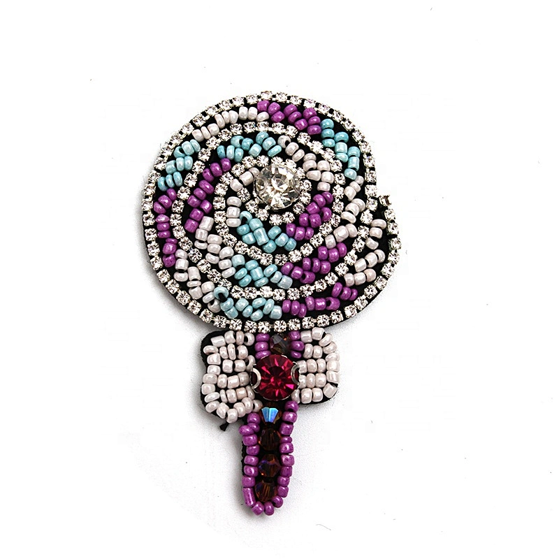 Christmas Cherry Flower Decorative Sew on Rhinestone Beaded Patches Wholesale patches for clothing