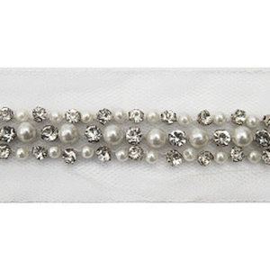 kavatar  wholesale new Handmade Bead lace Embroidered Tulle Trim wedding with Accessories Beads Crystals & Rhinestones