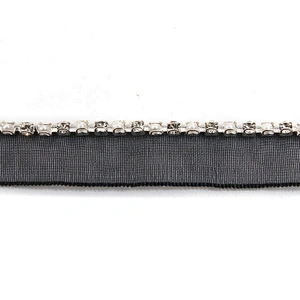 Wholesale Chain lace trim pearl rhinestone 1.1 cm Sew-On lace trim Polyester net mesh Lace trimmings for clothes  Accessories