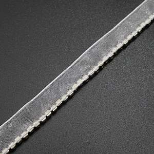 Wholesale Chain lace trim rhinestone 1.1 cm Sew-On lace trim Polyester net mesh Lace trimmings wedding for clothes  Accessories