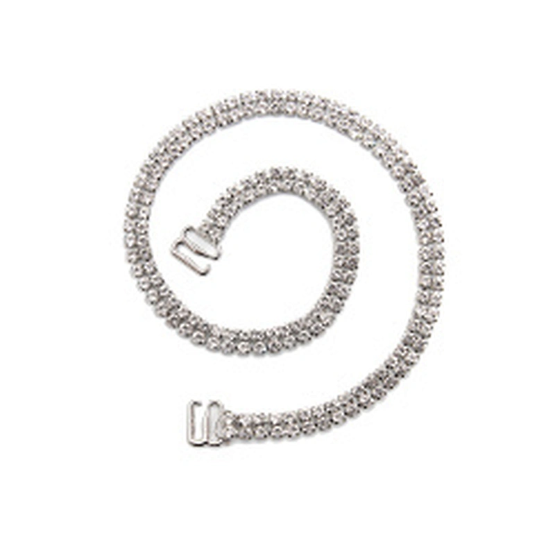 Wholesale Women Evening Party Dress Camisole  Plated Bikini Connector Rhinestone Chain Trim Bra Crystal Shoulder Strap