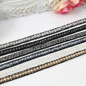 Designer material rhinestone glass beaded lace trim mix color lace embroidery beaded lace trim