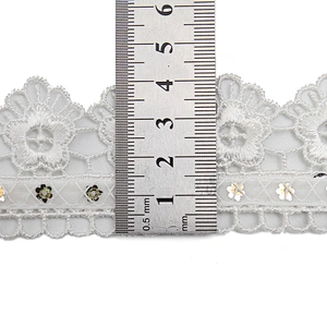 Wholesale sequins Lace Trim Water soluble lace white bridal lace trim Embroidery Sequin Tape For Dress cheap