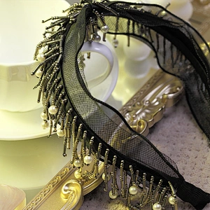Korean version of women's beads wide lace party party fashionable hair band, hair accessories