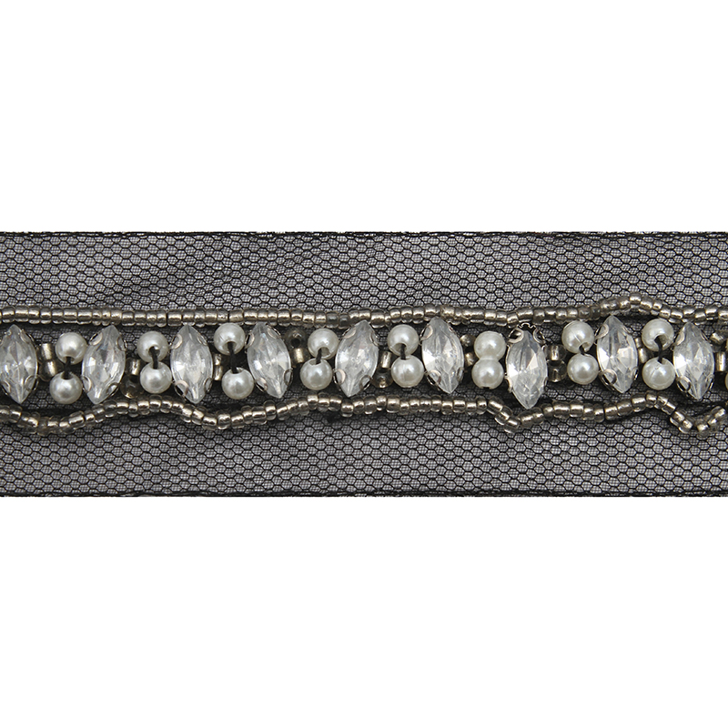 kavatar  wholesale new Handmade Bead lace Embroidered Tulle Trim wedding with Accessories Beads Crystals & Rhinestones