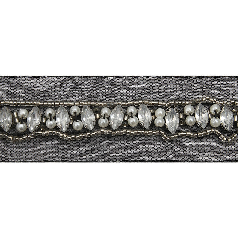 kavatar  wholesale new Handmade Bead lace Embroidered Tulle Trim wedding with Accessories Beads Crystals & Rhinestones