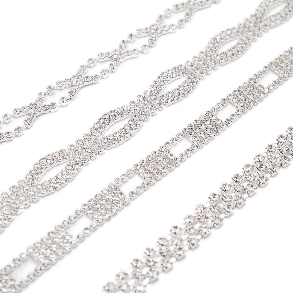 Wholesale Women Evening Party Dress Camisole  Plated tassel fringe alloy Rhinestone Chain Trim Bra Crystal Shoulder Strap