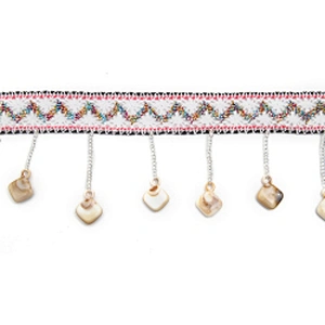 Wholesale tassels lace trim for garment rhinestone Pearl fringe tassel trimming  jute tassel trim