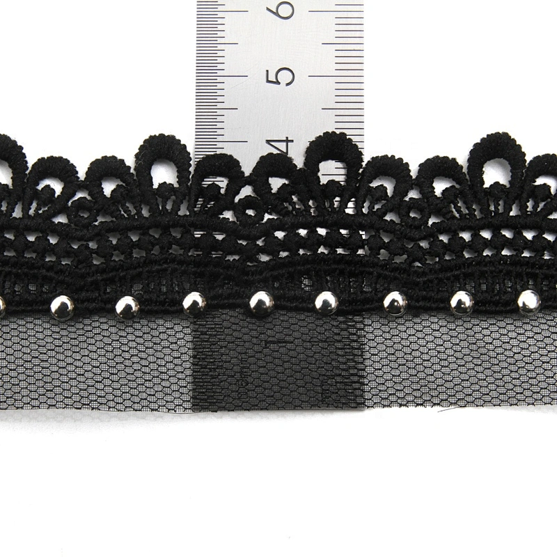 Wholesale 4cm Size Studs trim ribbon diy handmade costume dress sewing bead lace trim Design Rivets Trims