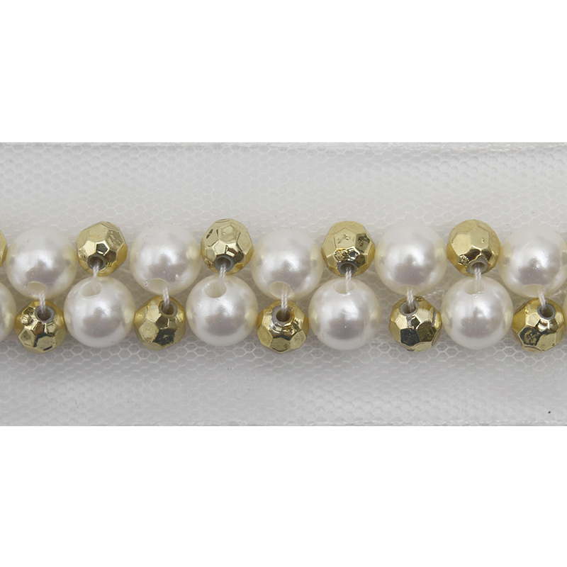kavatar  wholesale new Handmade Bead lace Embroidered Tulle Trim wedding with Accessories Beads Crystals & Rhinestones
