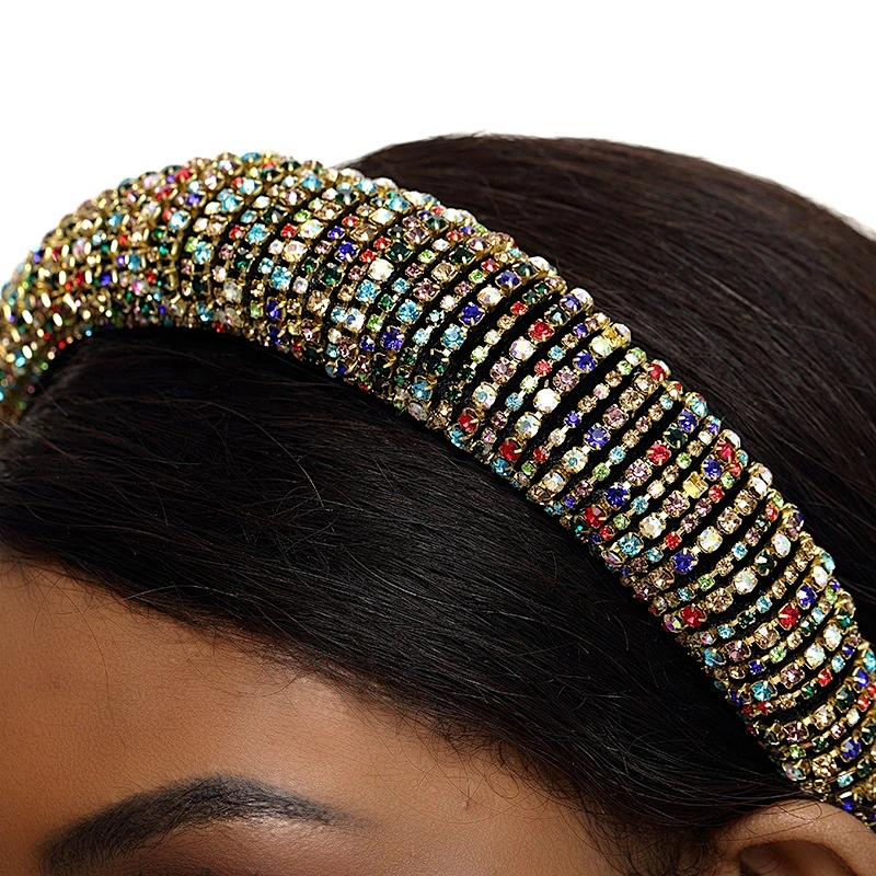 Manufacturers direct colorful  with blue headband bride with hand sewing Acrylic rhinestone with the latest style bling