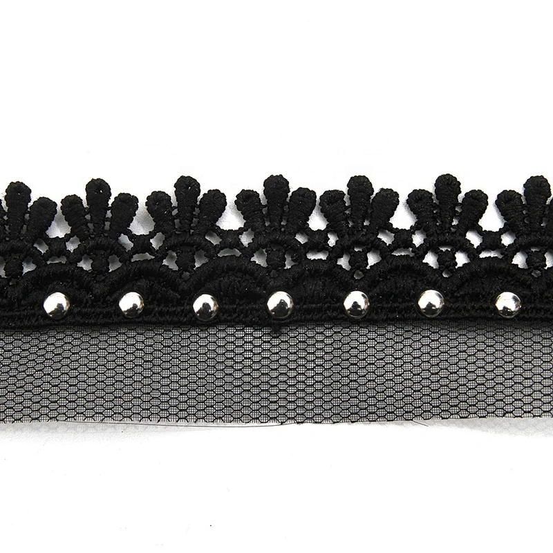 Wholesale 3.4cm Size Studs trim ribbon diy handmade costume dress sewing bead lace trim Design Rivets Trims