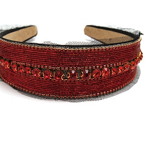 Multi Color Lux Velour Crystal And Rhinestone Cup chain Decorated women Headbands Adult headband