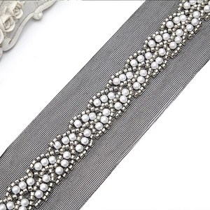 Wholesale Embroidery beaded lace trim 5 cm Mesh fabric lace trims beautiful Accessories for dress 3D wedding Designer