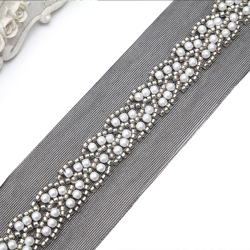 Wholesale Embroidery beaded lace trim 5 cm Mesh fabric lace trims beautiful Accessories for dress 3D wedding Designer