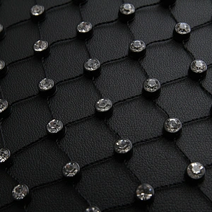 Kavatar pearl and rhinestone mesh trimming rhinestone mesh sheet fabric with rhinestone crystal mesh for shoes clothing