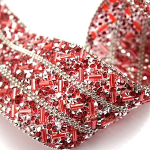 wholesale hot fix tape with rhinestone hot fix trimming chain glitter trim for DIY garment dresses Accessories