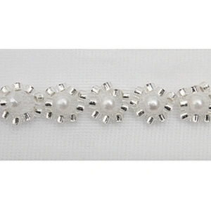 Wholesale Embroidery beaded lace trim 2.6 cm Mesh fabric lace trims beautiful White Accessories for dress 3D wedding Designer