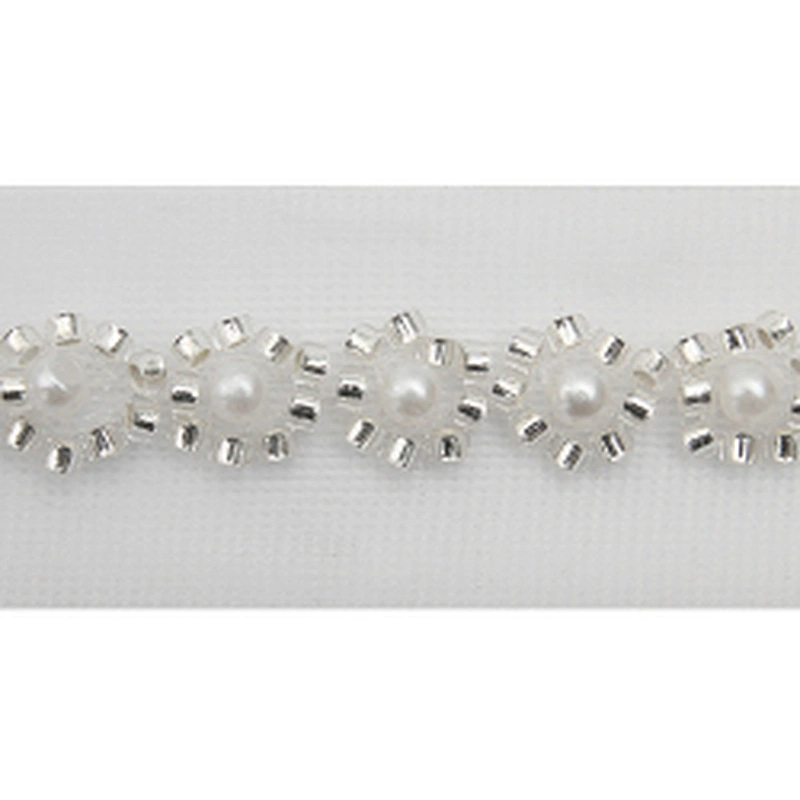 Wholesale Embroidery beaded lace trim 2.6 cm Mesh fabric lace trims beautiful White Accessories for dress 3D wedding Designer