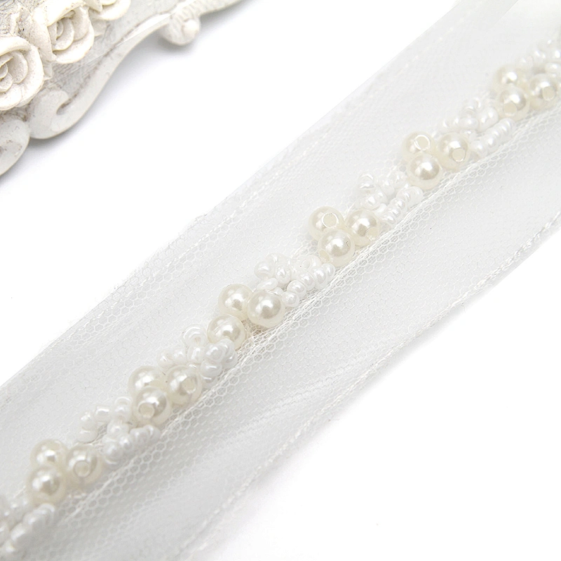 kavatar  wholesale new Handmade Bead lace Embroidered Tulle Trim wedding with Accessories Beads Crystals & Rhinestones