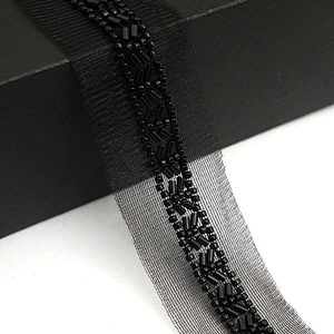 Wholesale Embroidery beaded lace trim 3.8 cm Mesh fabric lace trims beautiful Accessories for dress 3D wedding Designer