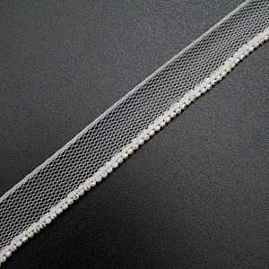 Wholesale Chain lace trim beaded 1.3 cm Sew-On lace trim Polyester net mesh Lace trimmings wedding for clothes  Accessories
