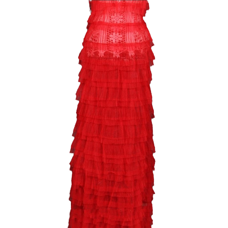 New Arrival Red Layered Ruffled Lace Trimming