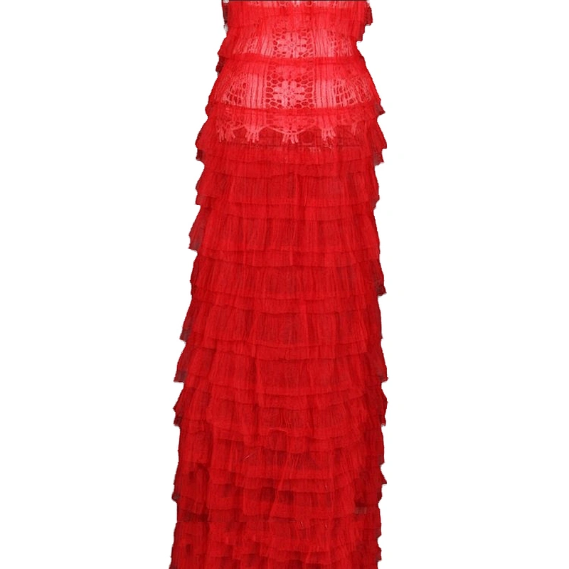New Arrival Red Layered Ruffled Lace Trimming