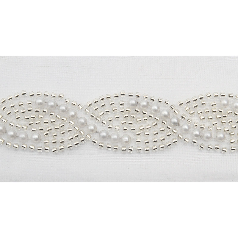 Wholesale Embroidery beaded lace trim 4.6 cm Mesh fabric lace trims beautiful Accessories for dress 3D wedding Designer