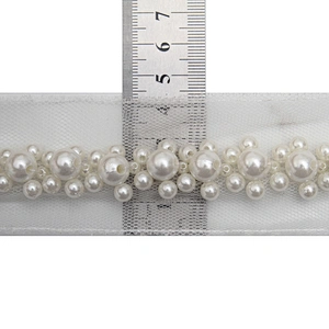 kavatar  wholesale new Handmade Bead lace Embroidered Tulle Trim wedding with Accessories Beads Crystals & Rhinestones