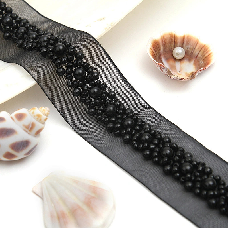 kavatar  wholesale new Handmade Bead lace Embroidered Tulle Trim wedding with Accessories Beads Crystals & Rhinestones