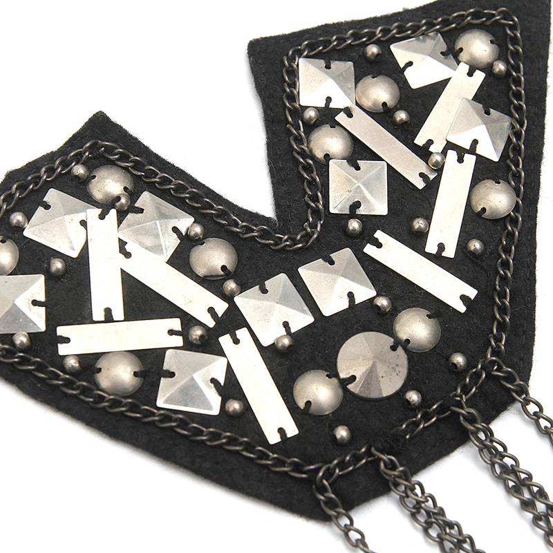 wholesale  designer badges cloth stickers Sew on for clothing accessories decoration 3D patch  rhinestone Metal Chain Tassel