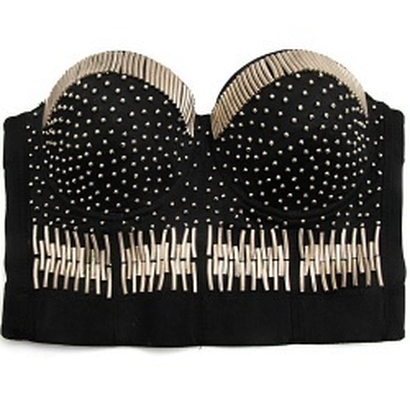 Kawaii High corset crop top sexy black women's handmade rhinestone diamond adult Erotic fashion sexy underwear