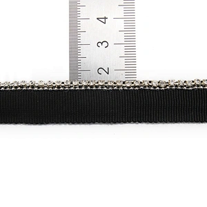 Wholesale Chain lace trim Rhinestone 1.6 cm Sew-On  stretch lace trim Woven tape beaded lace trimmings for dresses