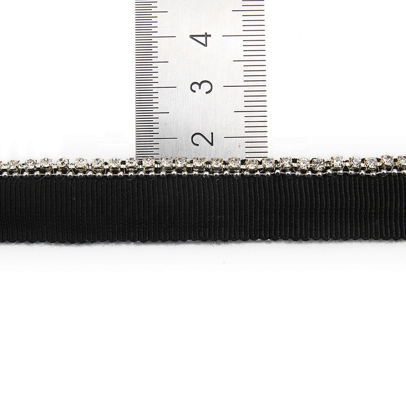 Wholesale Chain lace trim Rhinestone 1.6 cm Sew-On  stretch lace trim Woven tape beaded lace trimmings for dresses