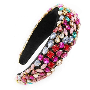 Wholesale rhinestone hair band sponge fleece creative fluffy fashion girl hair band hair band luxury full drill hoop