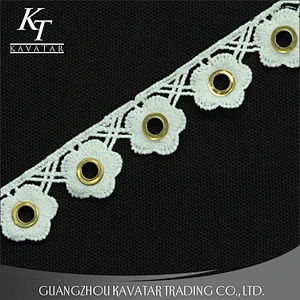Kavatar Fashion Small Flower Design White Eyelet Lace For Wedding Dress Eyelet belt